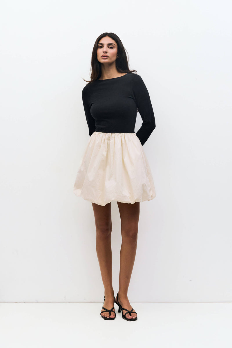 bubble skirt long sleeve dress The Yasmin Dress