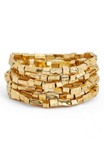 Elongated Bead Bracelet (Stack of 7): Gold
