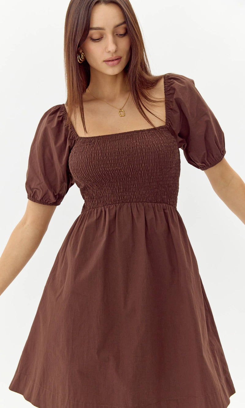 Eisie Poplin Smocked Mini Dress – Addie rose