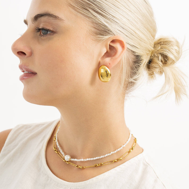 Waterproof Gold Statement Dome Earrings