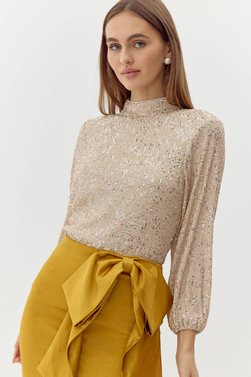 Cara High Neck Sequin Blouse