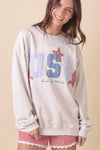USA Patchwork Oversized Crewneck Top