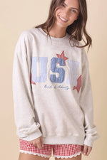 USA Patchwork Oversized Crewneck Top