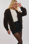 OVERSIZED SWEATER CARDIGAN: Brown