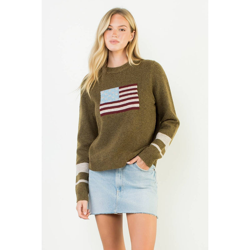Knit Flag Detailed Sweater