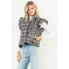 Ruffle Shoulder Plaid Tweed Vest