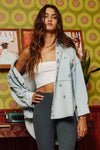 Star Print Washed Denim Jacket