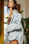 Star Print Washed Denim Jacket