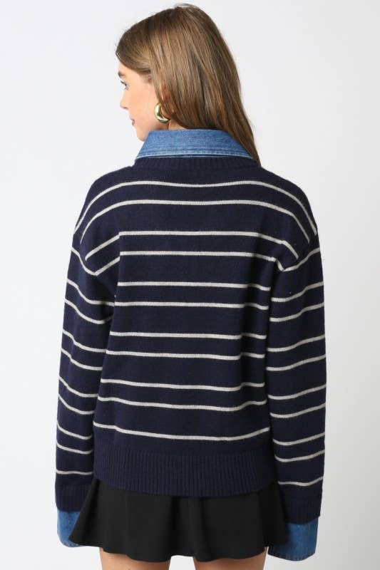 Sofia Stripe Denim Combo Top