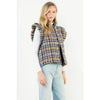 Ruffle Shoulder Plaid Tweed Vest