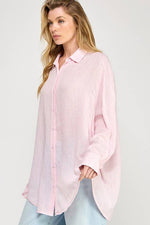 WASHED SUPER SOFT SEE THROUGH BUTTON DOWN SHIRT