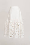EYELET HEM MIDI SKIRT