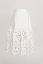 EYELET HEM MIDI SKIRT