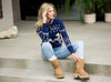 Horse Knit Half Up Zipper Sweater