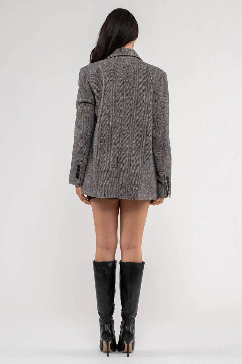 NOTCH COLLAR LONG LINE BLAZER