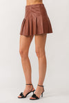 Area Pleated Leather Skirt