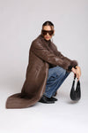 Faux Shearling Midi Wrap Coat