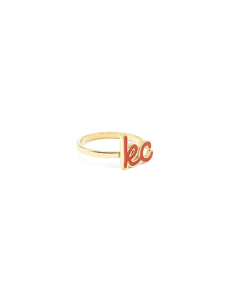 Red Kansas City Script Ring