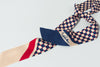 "Checkerboard" Silk Twill Skinny Scarf
