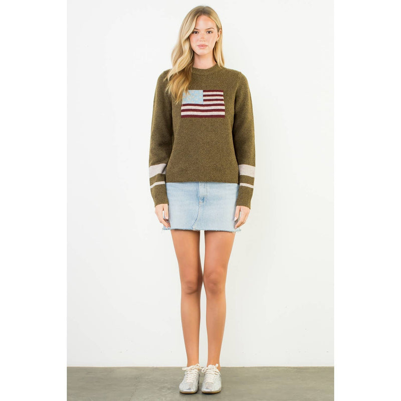 Knit Flag Detailed Sweater