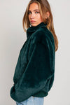 ZIPPER FRONT FAUX FUR JACKET