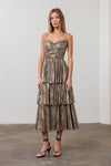 METALLIC CUT-OUT TIERED MAXI DRESS