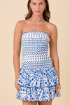 Low Waist Smocking Eyelet Ruffle Summer Mini Dress