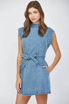CUT OUT WASHED DENIM DRESS