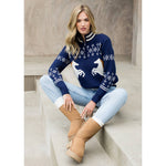 Horse Knit Half Up Zipper Sweater