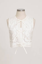 TIE FRONT EYELET DETAIL VEST TOP