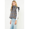 Ruffle Shoulder Plaid Tweed Vest