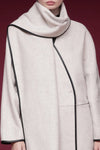Contrast Trim Wool Blend Scarf Coat