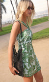 Miki Scarf Print Halter Mini Dress