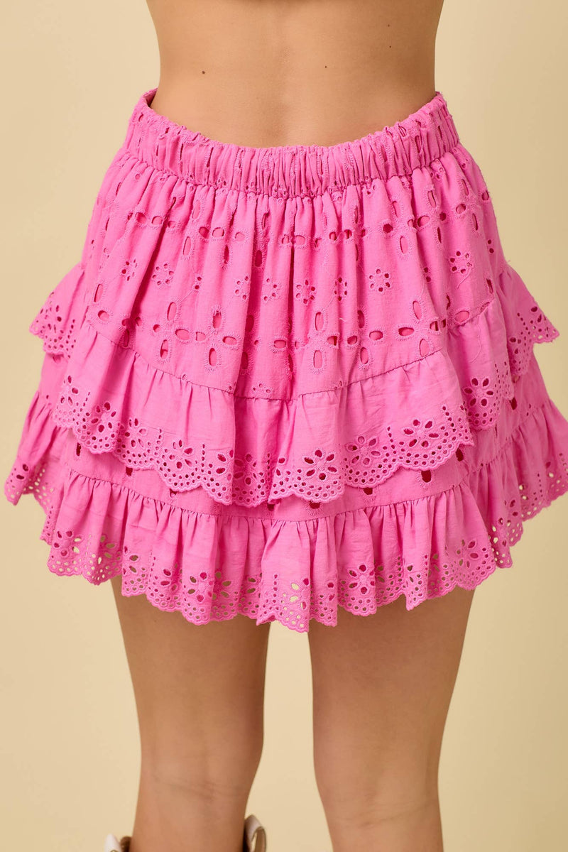 Eyelet Ruffle Mini Skort
