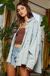Star Print Washed Denim Jacket