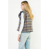 Ruffle Shoulder Plaid Tweed Vest