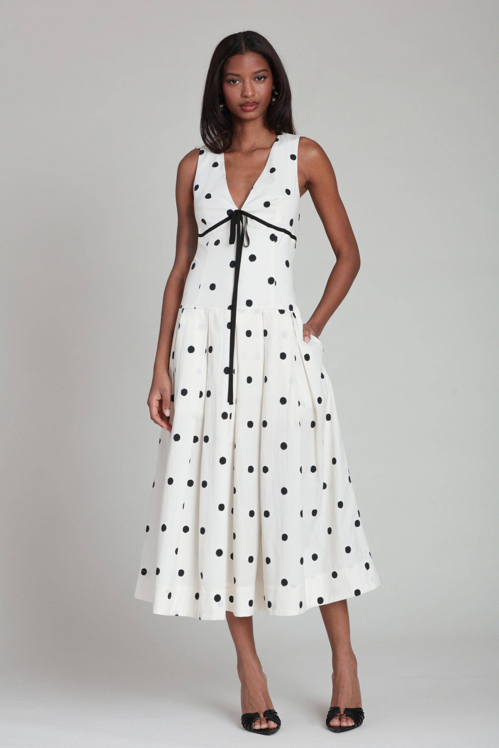 cotton empire dress Pleated Cotton Twill Empire Waist Mini Dress main image 0