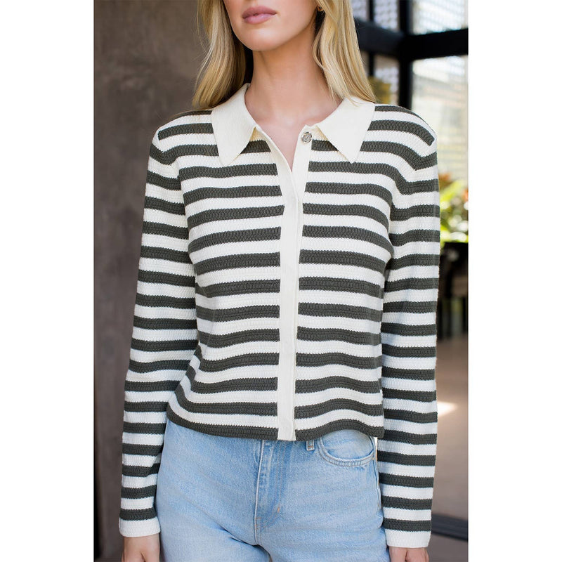 Collar Striped Knit