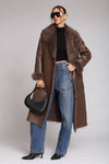 Faux Shearling Midi Wrap Coat