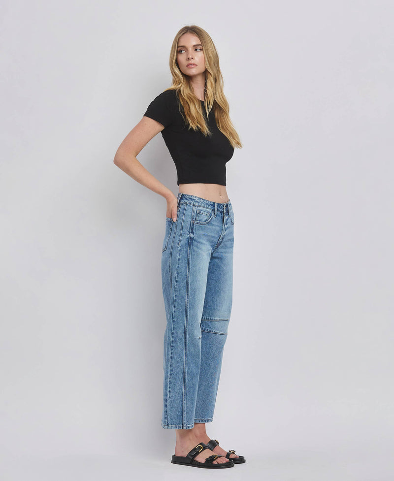 HIGH RISE BARREL LEG JEANS