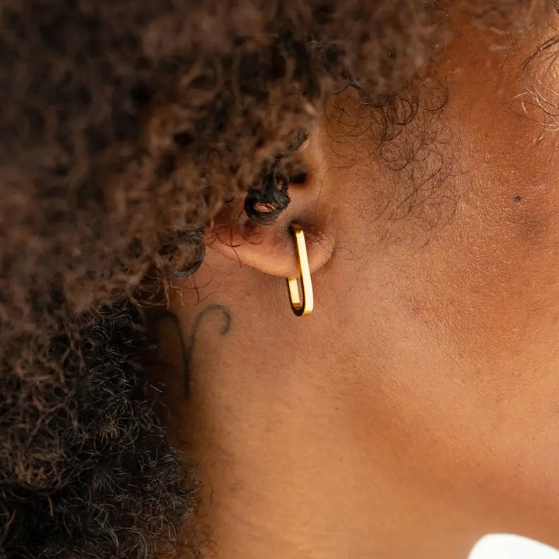 Waterproof Gold Paperclip Hoops