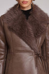 Faux Shearling Midi Wrap Coat