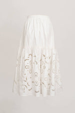 EYELET HEM MIDI SKIRT