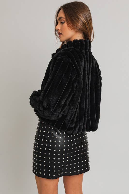 Faux Crop Fur Jacket