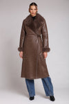 Faux Shearling Midi Wrap Coat