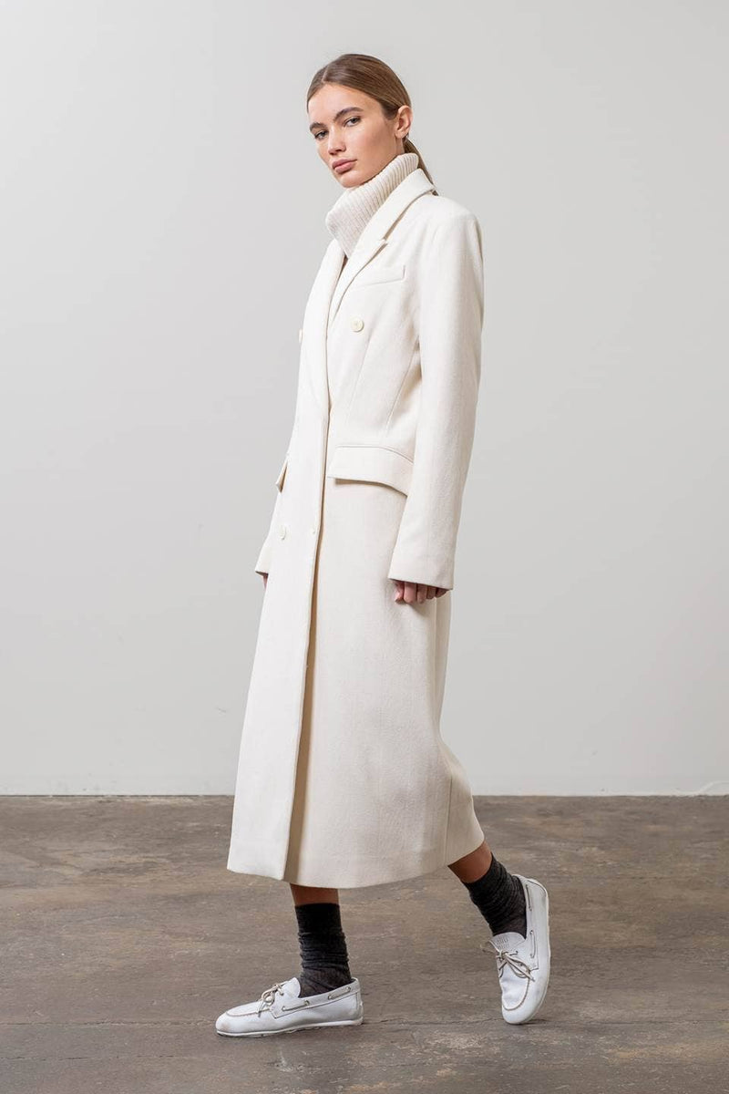 NOTCH COLLAR BUTTON FRONT LONG LINE COAT