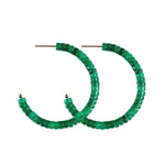 Skinny Green Beaded Candy Statement Hoop Earrings