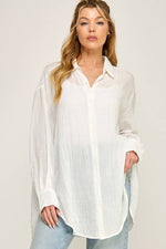WASHED SUPER SOFT SEE THROUGH BUTTON DOWN SHIRT