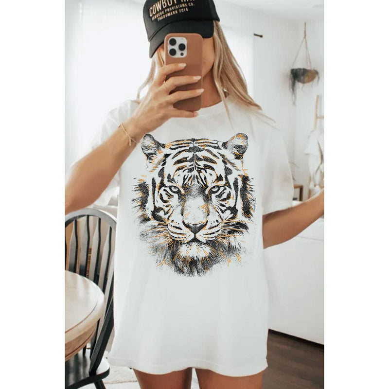 TIGER BIG FACE FOIL OVERSIZED MINERAL T-SHIRT