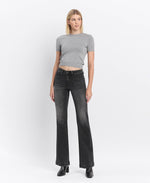 HIGH RISE FRONT PATCH POCKET FLARE JEANS